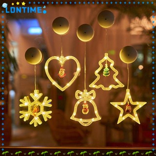 Lontime โคมไฟ LED ลายการ์ตูนคริสต์มาส เกล็ดหิมะ ซานต้า สําหรับแขวนตกแต่งหน้าต่างบ้าน ออฟฟิศ