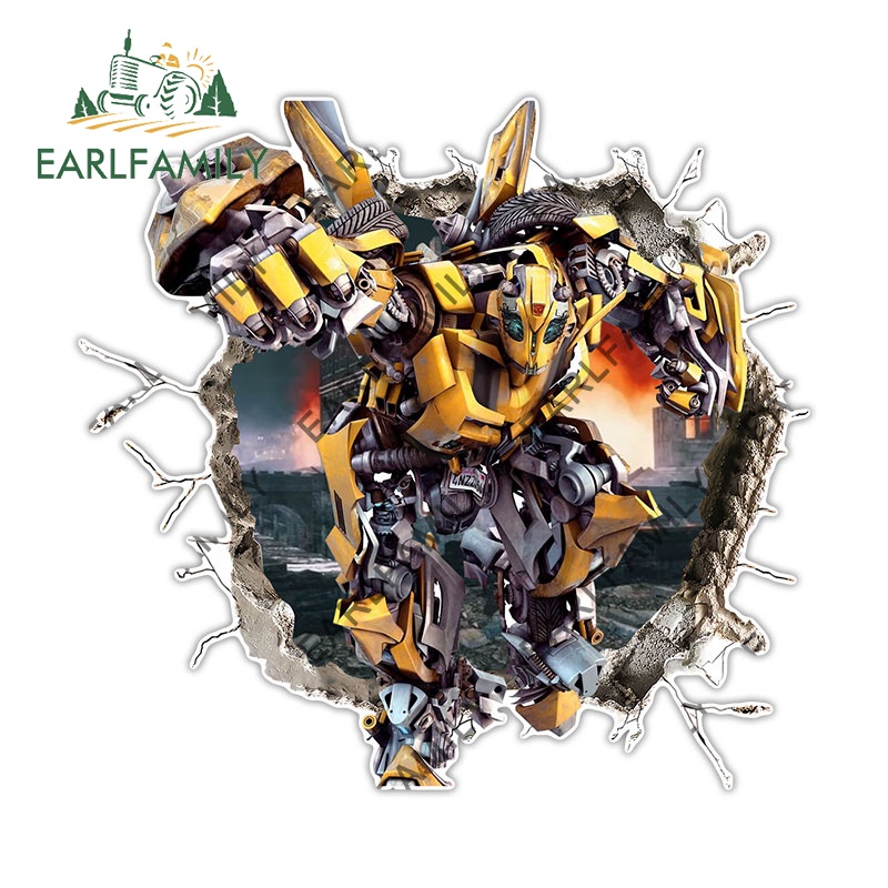 Earlfamily สติกเกอร์กันรอยขีดข่วน ลาย Bumblebee Tear ขนาด 13 ซม. สําหรับติดตกแต่งรถยนต์ รถจักรยานยนต