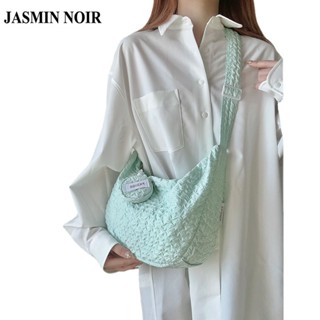 Jasmin NOIR กระเป๋าสะพายไหล่ กระเป๋าถือ ผ้าแคนวาส จับจีบ สไตล์โบฮีเมียน สําหรับสตรี