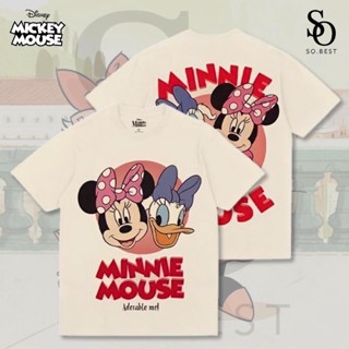 SO.BEST เสื้อยืด Minnie &amp; Daisy ด้านหน้า-หลัง สกรีนหน้า - หลัง  ผ้าสีครีม ลิขสิทธิ์แท้Disney