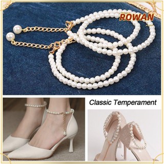 Rowans สร้อยข้อเท้า โซ่ไข่มุก กันลื่น ปรับได้ สําหรับรองเท้า…