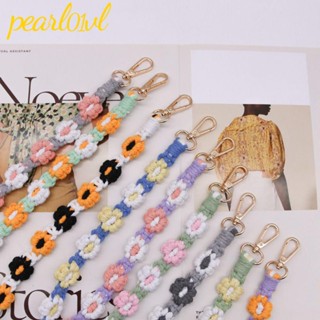 Pearl01 สายคล้องไหล่ ผ้าฝ้ายถัก แฮนด์เมด ลายดอกไม้ หลากสี อุปกรณ์เสริม สําหรับกระเป๋า