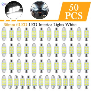 Jen หลอดไฟ Led 6 Smd C5w 6 ดวง ทรงโดมรังผึ้ง 36 มม. สว่างมาก 6000k สําหรับติดป้ายทะเบียนรถยนต์ 50 ชิ้น