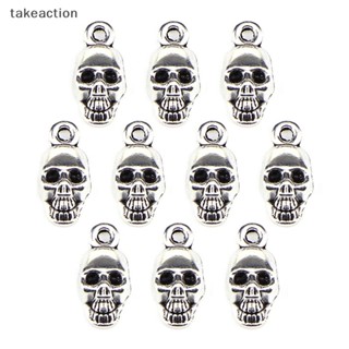 [takeaction] 10 ชิ้น ฮาโลวีน กะโหลก ลูกปัด ทิเบต เงิน Ch เครื่องประดับจี้ DIY ค้นหา [พร้อมส่ง]