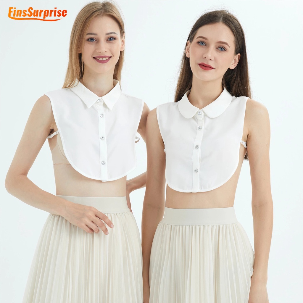 [เซอร์ไพรส์] คอปกเสื้อเชิ้ตปลอม สีพื้น ผู้ชาย และผู้หญิง / ผ้าฝ้าย ถอดออกได้ สไตล์มินิมอล ทันสมัย / ชุดสูทไม้เลื้อย