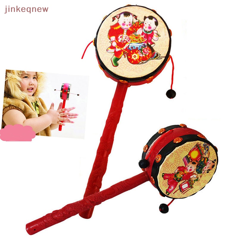 Jkth กลองพลาสติก สีแดง สีดํา สไตล์จีนดั้งเดิม ของเล่นสําหรับเด็ก JKK