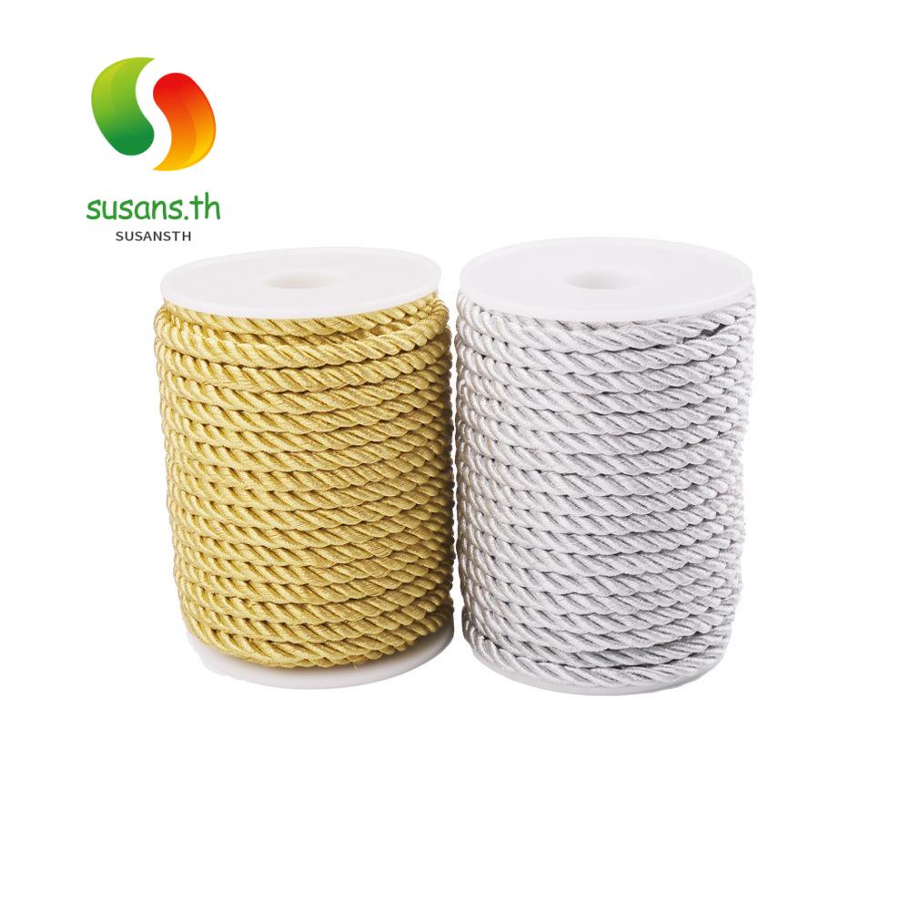 SUSANS เชือกไนล่อน แบบเกลียว 40 หลา สีทอง สีเงิน สําหรับตกแต่งงานฝีมือ DIY
