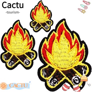 Cactu แผ่นผ้าโพลีเอสเตอร์ ปักลายเปลวไฟ ขนาด 7.1*3.1 ซม. 5.8*4.4 ซม. สําหรับตกแต่งเสื้อแจ็กเก็ต ตั้งแคมป์ 15 ชิ้น