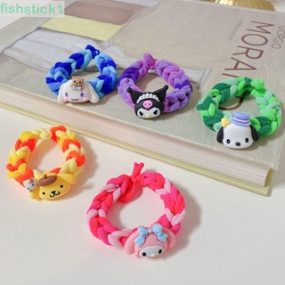 Fishstick1 สร้อยข้อมือสาน น่ารัก สร้างสรรค์ เชือกรัดผม Kuromi เครื่องประดับผมเด็ก ผ้า ของขวัญวันวาเลนไทน์ มิตรภาพ ที่คาดผม