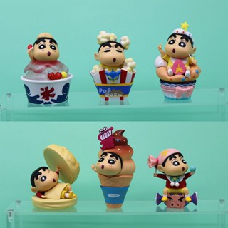 โมเดล ของสะสม ของตกแต่ง ตัวการ์ตูนชินจัง Shinchan Snacks Time เซ็ต 6 ตัว