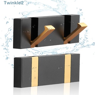 Twinkle ตะขอแขวนผ้าขนหนูอาบน้ํา อลูมิเนียมอัลลอย สีดํา และสีทอง สําหรับติดผนังห้องน้ํา ห้องครัว 2 แพ็ค