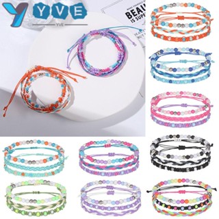 Yve สร้อยข้อมือลูกปัด หลายสี แฮนด์เมด หลายชั้น 3 ชิ้น/ชุด