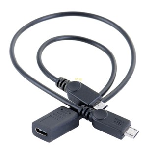 Bt 2 In1 สายเคเบิล USB C Type C เป็น 2 Micro USB C สําหรับโทรศัพท์มือถือ แท็บเล็ต