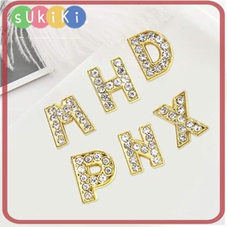 Sukiki จี้ตัวอักษร A-Z คริสตัลอัลลอย สังกะสีอัลลอย ขนาด 8 มม. สําหรับทําเครื่องประดับ สร้อยข้อมือ สายรัดข้อมือ แฮนด์เมด DIY