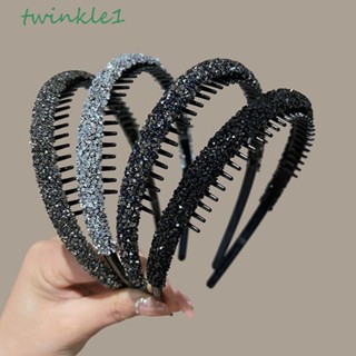 Twinkle1 ที่คาดผม พลาสติก ประดับพลอยเทียม กันลื่น สไตล์เกาหลี เรโทร สําหรับแต่งหน้า