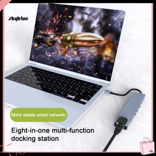 [Sy] อะแดปเตอร์ฮับ Usb Type-c 8-in-1 พร้อมการ์ดรีดเดอร์อีเธอร์เน็ต ความเร็วสูง