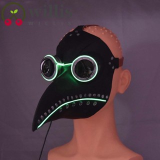 Willis หน้ากากคอสเพลย์ รูปอนิเมะ Plague Doctor Mask Steapunks มีไฟ Led สําหรับปาร์ตี้ฮาโลวีน