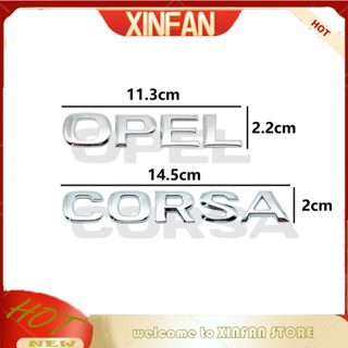 Xinfan สติกเกอร์โลโก้ ABS โครเมี่ยม สีเงิน ลายโลโก้ Opel Corsa สําหรับติดกันชนหลังรถยนต์ รถบรรทุก