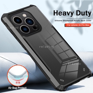 Shockproof Clear Case For iPhone 15 Pro Max Plus 15Plus 15ProMax 5G 2023 Transparent Acrylic Phone Case For iPhone15 Soft TPU Silicone Camera Lens Protect Back Casing Cover