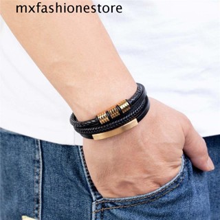 Mxfashione ผู้ชาย สร้อยข้อมือหนัง แฟชั่น ของขวัญ หลายชั้น พังก์ เครื่องประดับ