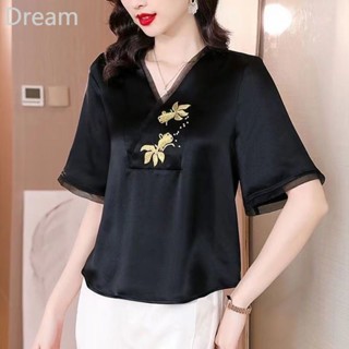 National style positioning embroidered fashion elegant shirt summer new Chinese style niche design elegant shirt