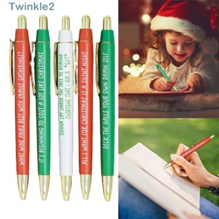 Twinkle ชุดปากกาเจลลูกลื่น ลายคริสต์มาส สีดํา สําหรับบ้าน ออฟฟิศ โรงเรียน 5 ชิ้น