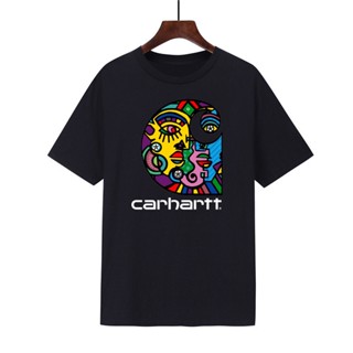 เสื้อยืดแขนสั้น พิมพ์ลาย carhartt สไตล์ฮิปฮอป สตรีท อินเทรนด์ สําหรับผู้ชาย และผู้หญิง