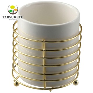 Tarsureth กล่องเก็บแปรงแต่งหน้า ดินสอ เครื่องเขียน เซรามิค สีทอง สําหรับสํานักงาน