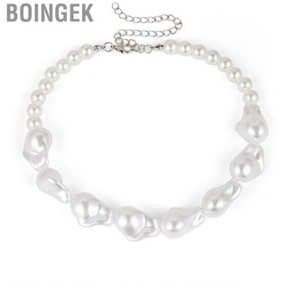 Boingek Women Faux Pearl Necklace  Simple Baroque White Irregular Shape Beautiful for Girl Party