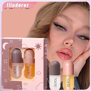 2 ชิ้น Ginger Mint Lip Plumper Set Natural Moisturizing Hydrating Lip Oil (กลางวัน + กลางคืน) HO