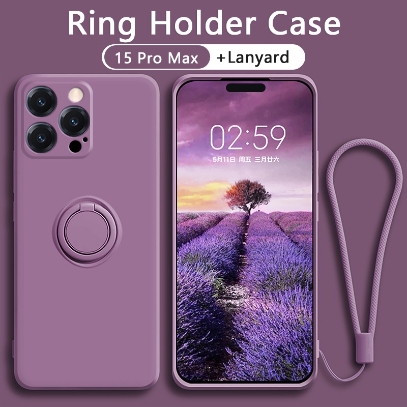 เคส iPhone 15 Pro Max 15 Plus โทรศัพท์มือถือซิลิโคนกันกระแทกพร้อมแหวนแม่เหล็กสําหรับ