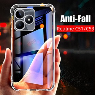 Airbag Clear Case For Realme C51 C53 NFC C53NFC C51NFC RealmeC53 RealmeC51 Transparent Acrylic Phone Case Soft TPU Silicone Bumper Casing Ultra Thin Anti-fall Shockproof Back Cover