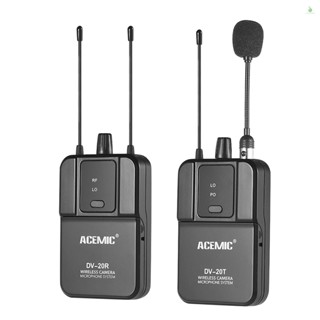 Phonelaptop ไมโครโฟนไร้สาย ACEMIC DV-20 UHF ระยะ 50 เมตร พร้อมตัวส่ง และตัวรับสัญญาณ สําหรับกล้อง DSLR สัมภาษณ์ บันทึกเสียง