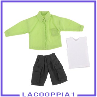 [Lacooppia1] ชุดเสื้อเชิ้ต กางเกงขาสั้น 1:12 สําหรับตุ๊กตา 6 นิ้ว