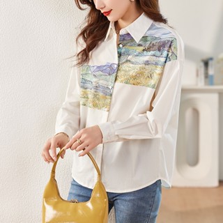 MANSA long sleeve printed shirt เสื้อเชิ้ตเเขนยาว เสื้อเชิ๊ต