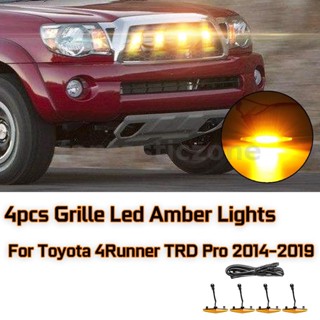 ไฟกระจังหน้า LED สีเหลืองอําพัน สําหรับ Toyota 4Runner TRD Pro 2014-2019 2015 2016 2017 2018 4 ชิ้น