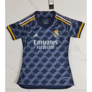 เสื้อกีฬาแขนสั้น ลายทีมชาติฟุตบอล Real Madrid 2023-24 ชุดเยือน สําหรับผู้หญิง