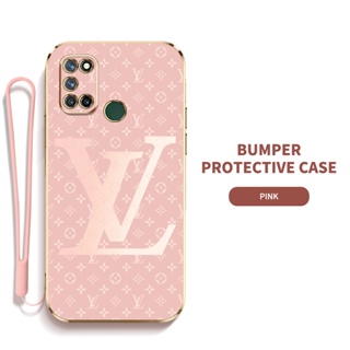 LV Ybd เคสโทรศัพท์มือถือ ซิลิกาเจล บาง พร้อมสายคล้อง ป้องกันเลนส์ สําหรับ OPPO Realme 7i C17 7 Pro