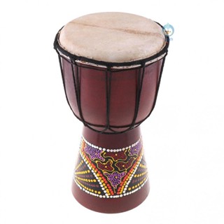 เครื่องดนตรีกลองแอฟริกัน Djembe Drum Hand-Carved Solid-Wood Goat-Skin 6 นิ้ว