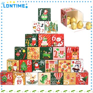 Lontime กล่องขนมหวาน ปฏิทินคริสต์มาส 1-24 24 วัน DIY 24 ชิ้น