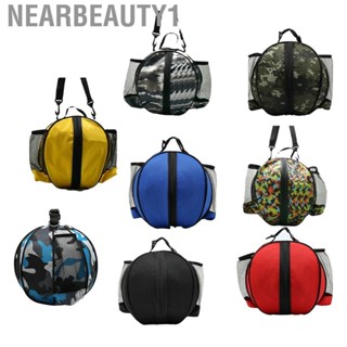 Nearbeauty1 Round Basketball Bag  Universal  Large  Elastic Mesh Pocket for Sports