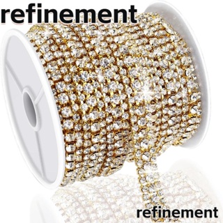 Refinement สายโซ่ ประดับพลอยเทียม คริสตัล 3 แถว ฐานทอง 3 แถว 3 หลา สําหรับตกแต่งเครื่องประดับ DIY