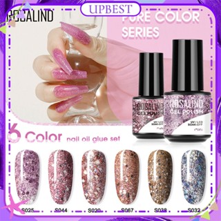 ♕ Rosalind 6 ขวด/1 ชุดสะท้อนแสง Glitter เล็บเจลชุด Broken Diamond Magic Phototherapy กาวเล็บสำหรับเล็บ Shop 7ml 8 Designs UPBEST