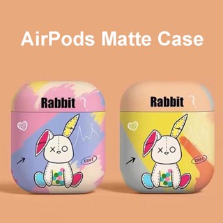 Mango เคสนิ่ม เนื้อแมตต์ ลายการ์ตูนกระต่ายน่ารัก พร้อมแผ่นแปะ สําหรับ AirPods 1 2 3 Pro 2 Gen 2 3 2nd 3rd