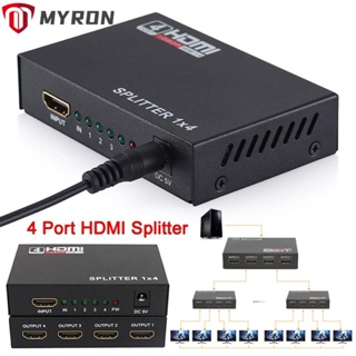 Myron ตัวแยก HDMI 4 พอร์ต 1 เข้า 4 ออก จอแสดงผลคู่ เครื่องขยายเสียง