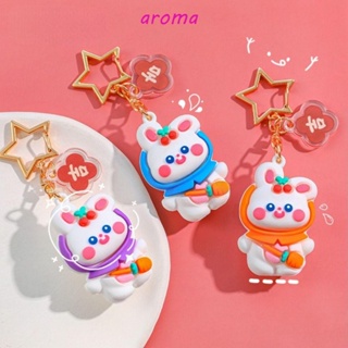 Aroma พวงกุญแจ จี้ตุ๊กตาการ์ตูนกระต่าย 3D น่ารัก สําหรับห้อยกระเป๋าเป้สะพายหลัง