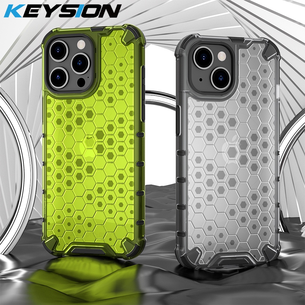 Keysion เคสโทรศัพท์มือถือ ซิลิโคน กันกระแทก ลายรังผึ้ง สําหรับ iPhone 15 Pro Max 15 Plus 14 Pro Max