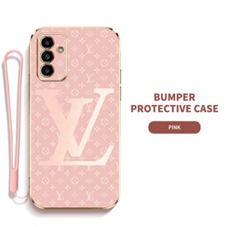 LV Ybd เคสโทรศัพท์มือถือ ซิลิกาเจล พร้อมสายคล้อง บางมาก ป้องกันเลนส์ สําหรับ Samsung Galaxy A14 A13 A03S M23 F23 M52 M54 4G 5G