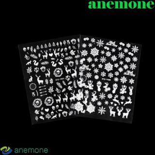 Anemone สติกเกอร์ติดเล็บ ลายคริสต์มาส เรืองแสงในที่มืด สําหรับตกแต่งเล็บ DIY