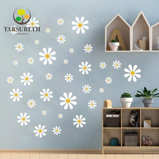 Tarsureth สติกเกอร์ไวนิล PVC ลายดอกเดซี่ สีขาว สไตล์เรโทร สําหรับติดตกแต่งผนังบ้าน